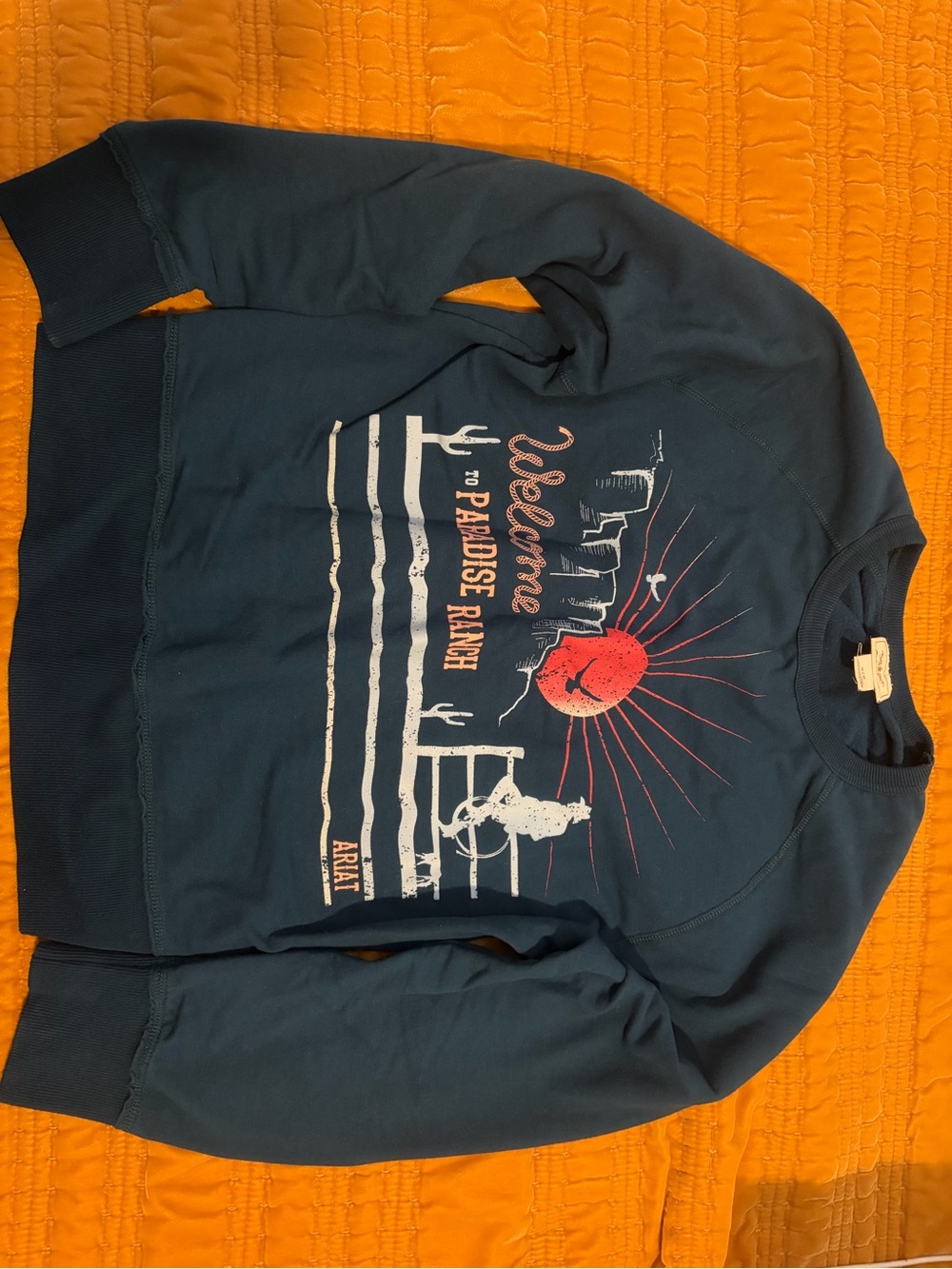 Ariat Deep Teal Crewneck Sweatshirt with Red Logo